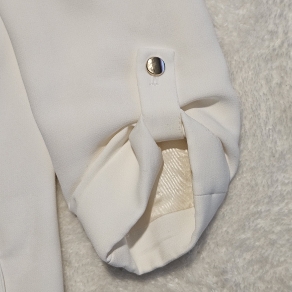 Zara White Blazer Size S Rolled Up Sleeves Business Casual Minimalist Office - Picture 4 of 12